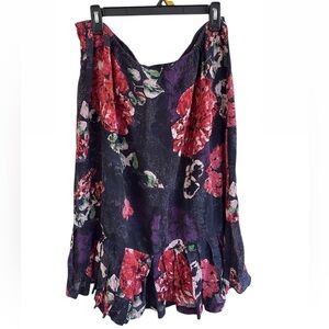 Vintage 90's Chico's Design purple and red floral ruffle skirt
